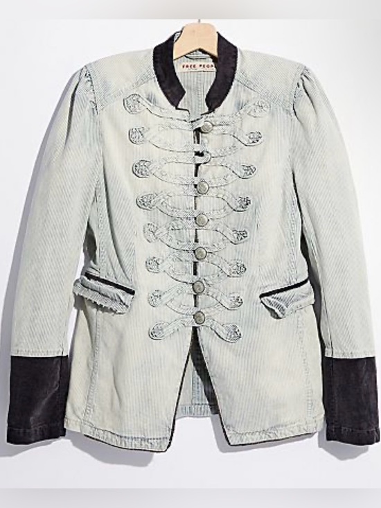 Free People Jackets & Blazers - NWT $198 FREE PEOPLE Railroad Stripe Military Jacket! Sz XL
